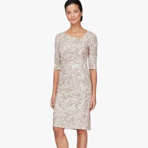 Alex Evenings cream and gold sequins dress size 14